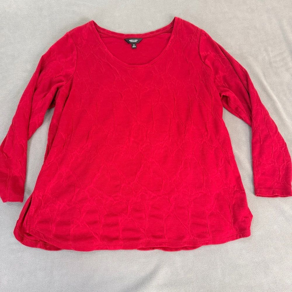 Simply Vera Vera Wang- Women's Red Long Sleeve Top  1X